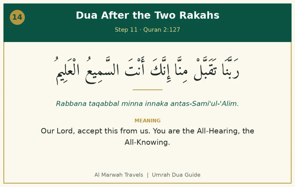 Dua after the two rakahs of Tawaf in Arabic with transliteration and English meaning